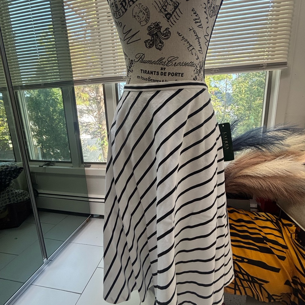 Ralph Lauren Striped A-Line Skirt - Black and White
